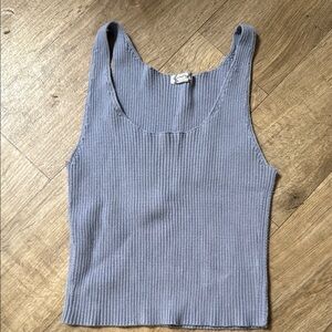 Gray Ribbed Tank Top